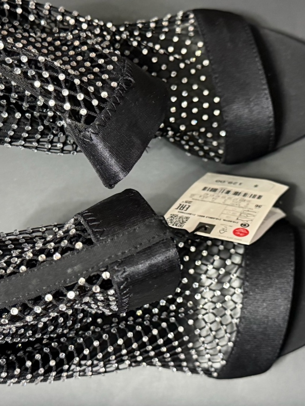 Zara Black Mesh Heeled Sandals - Picture 3 of 3